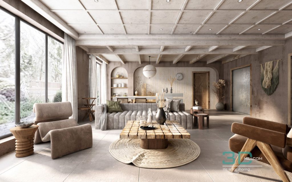 Nordic living room dining room 3d model - 3D Models for 3ds Max and ...