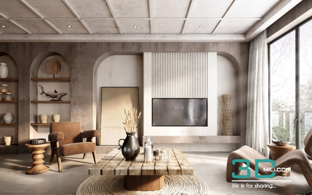 Nordic living room dining room 3d model - 3D Models for 3ds Max and ...