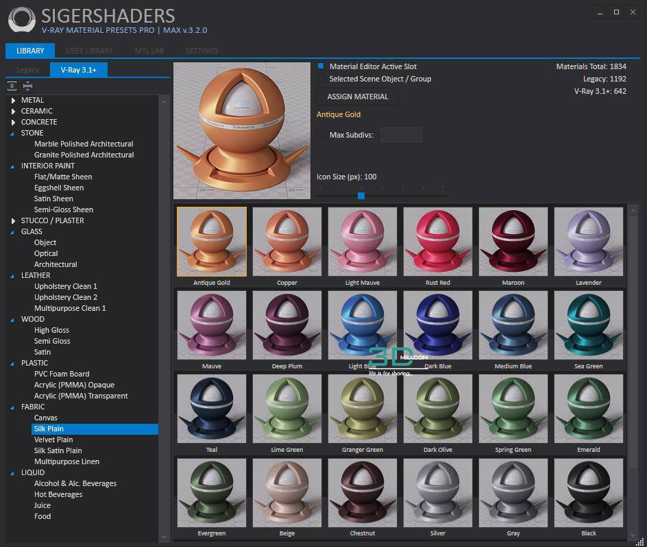vray preset material library 3ds max