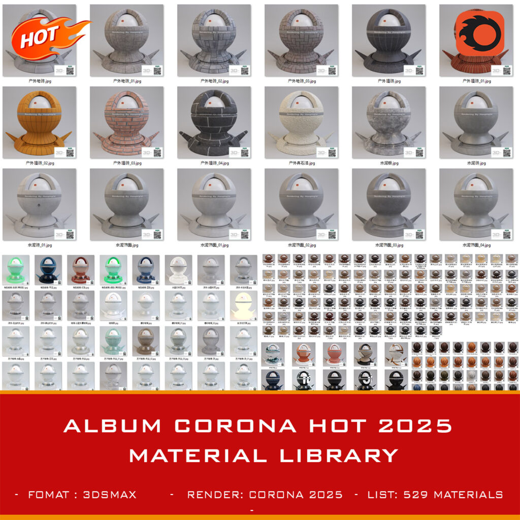 Album CORONA HOT 2025 Material Library - 3D Models for 3ds Max and ...
