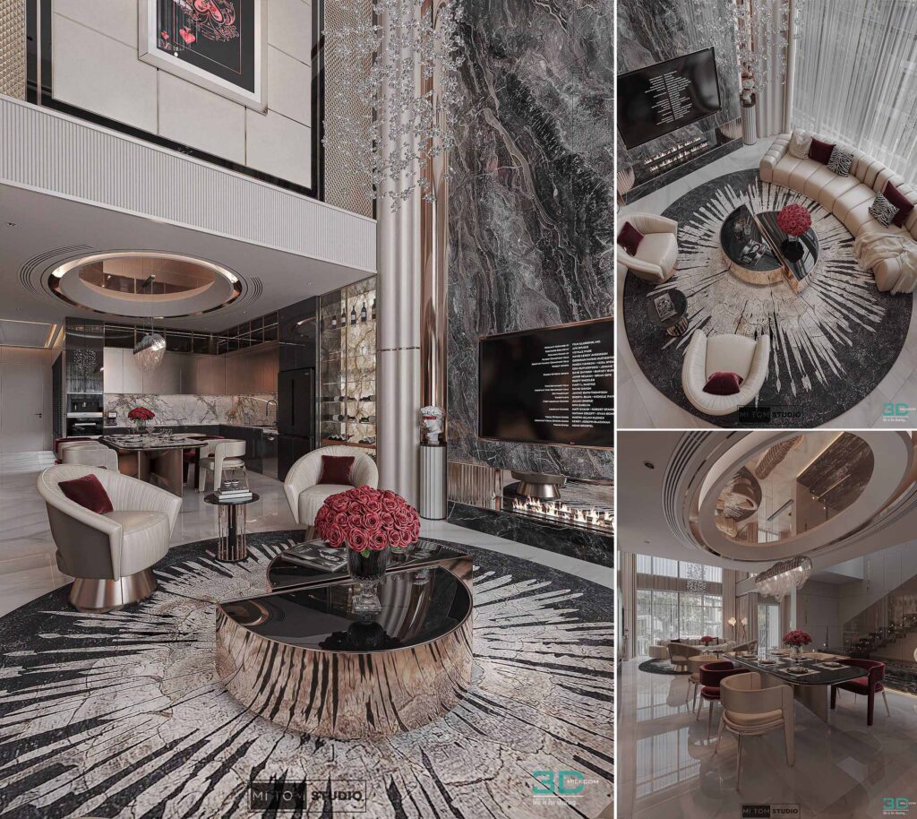 Living Room – Kitchen Interior 3D Model Download by The Binh - 3D ...